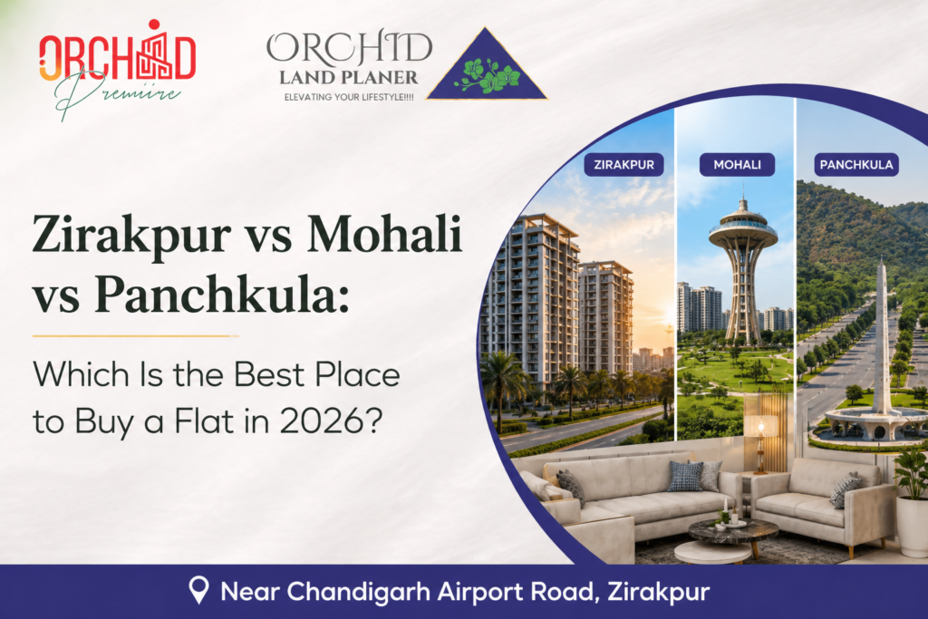 Comparison of Zirakpur, Mohali, and Panchkula to determine the best place to buy a flat in 2026 near Chandigarh