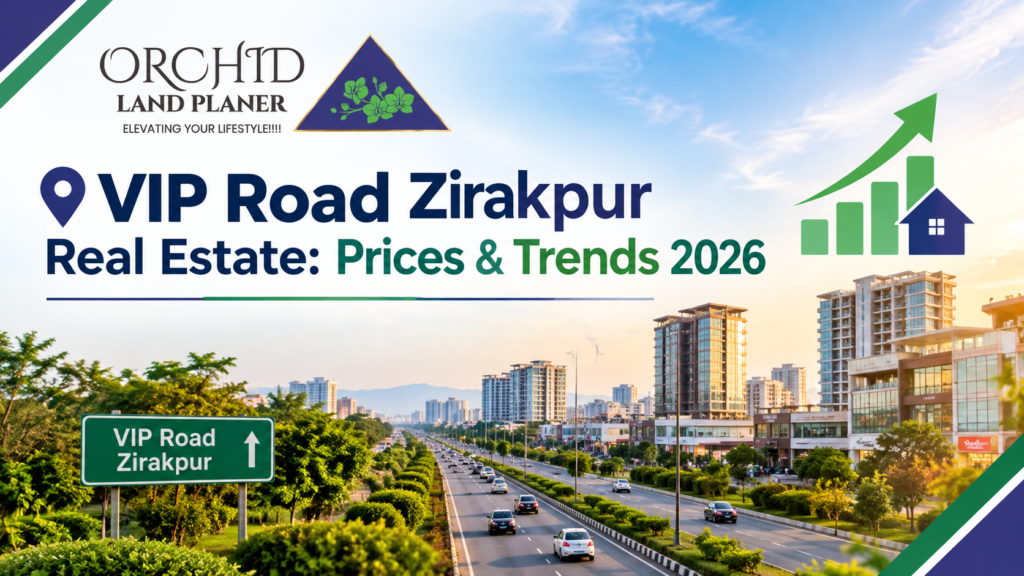 VIP Road Zirakpur real estate development with residential buildings, highway and property price trends in 2026