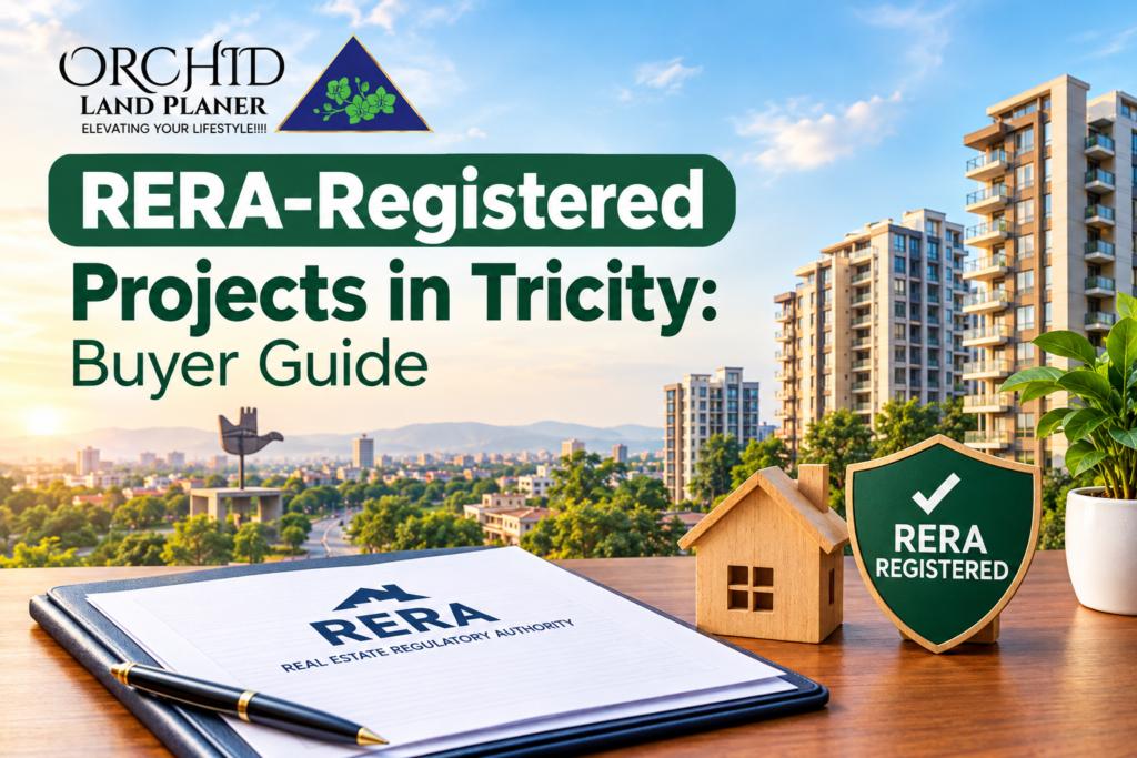 RERA-registered projects in Tricity buyer guide with residential buildings and RERA documents